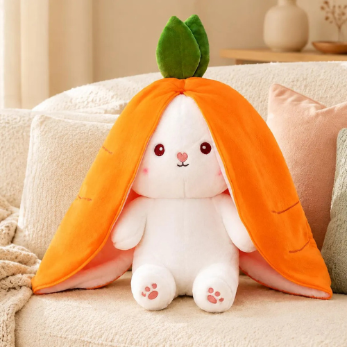 Carrot Rabbit Plush Toy | Strawberry Bunny Stuffed Animal, Soft Cuddly Toy