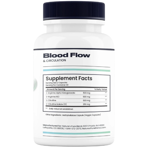 Circulatory Support Supplement for Nitric Oxide Production, Blood Flow & Heart Health | Daily Wellness Capsules