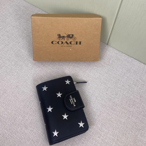 Medium Corner Zip Wallet With Star Print CW530 Black