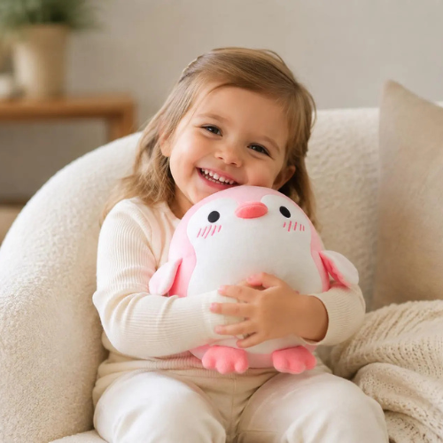 Soft Pink Plush Penguin Toy | Cozy Stuffed Animal Companion (20cm, 28cm)