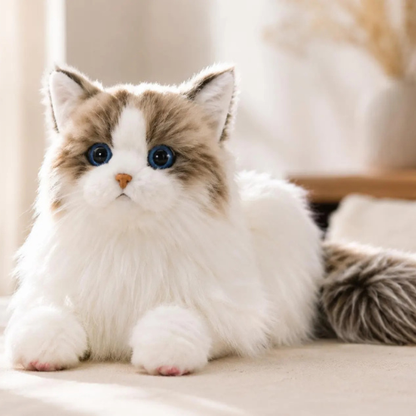 Realistic Calico Cat Plush Toy | Lying Cat Stuffed Animal Pillow | Soft Cuddly Companion