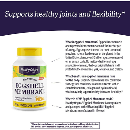 Eggshell Membrane (NEM), 500 Mg - Natural Collagen and Joint Support Supplement