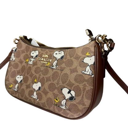 COACH Teri Shoulder Bag In Signature Canvas Brown New
