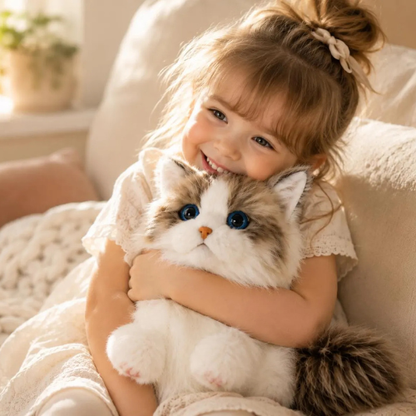Realistic Calico Cat Plush Toy | Lying Cat Stuffed Animal Pillow | Soft Cuddly Companion