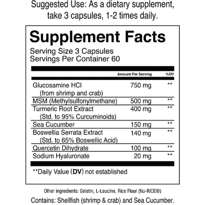 Joint Support Supplement with Glucosamine & MSM for Mobility, Flexibility & Cartilage Health | Daily Wellness Capsules