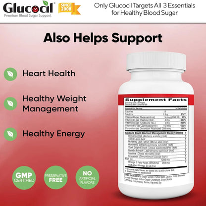 Glucocil Blood Sugar Support Softgels 120 Ct Glucose Health Supplement 2 Pack