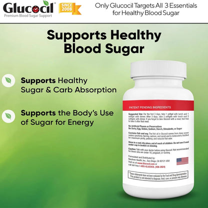 Glucocil Blood Sugar Support Softgels 120 Ct Glucose Health Supplement 2 Pack