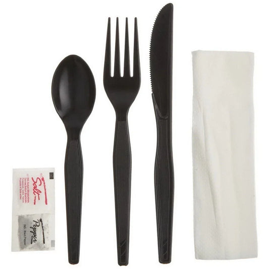 D&W Fine Pack Legion Enviroware Heavy Weight Cutlery Kit Black PS | 250/Case